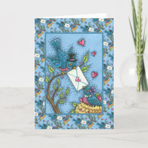 CUTE BLUEBIRD SWEETHEARTS, LOVE BIRD VALENTINE HOLIDAY CARD