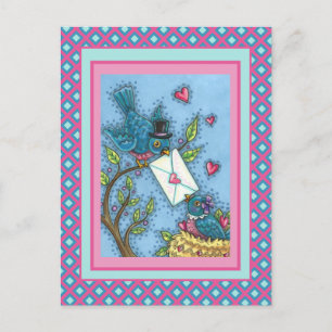 CUTE BLUEBIRD SWEETHEARTS, LOVE BIRD VALENTINE HOLIDAY POSTCARD