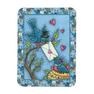 CUTE BLUEBIRD SWEETHEARTS, LOVE BIRD VALENTINE MAGNET