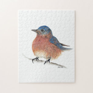 Cute Bluebird Watercolor Art Jigsaw Puzzle