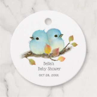 Cute Bluebirds Bird Baby Shower Favour Tags