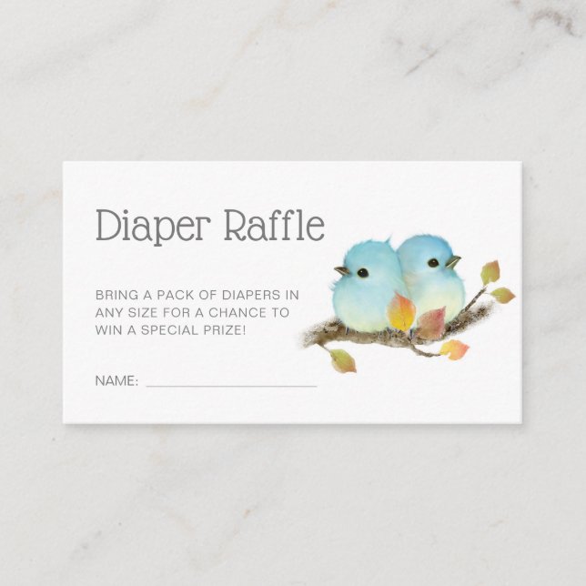 Cute Bluebirds on Branch Baby Shower Diaper Raffle Enclosure Card (Front)