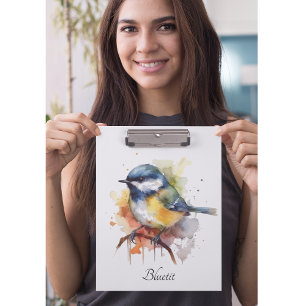 Cute Bluetit on a Branch, custom Clipboard