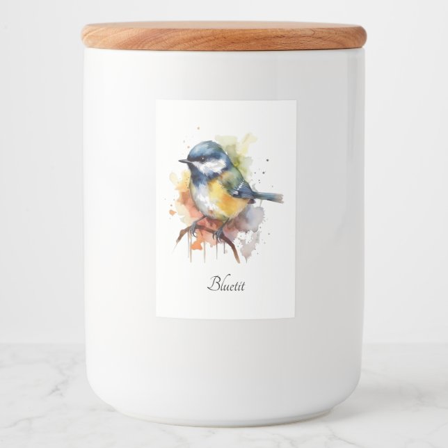 Cute Bluetit on a Branch, custom   Food Label (Front)