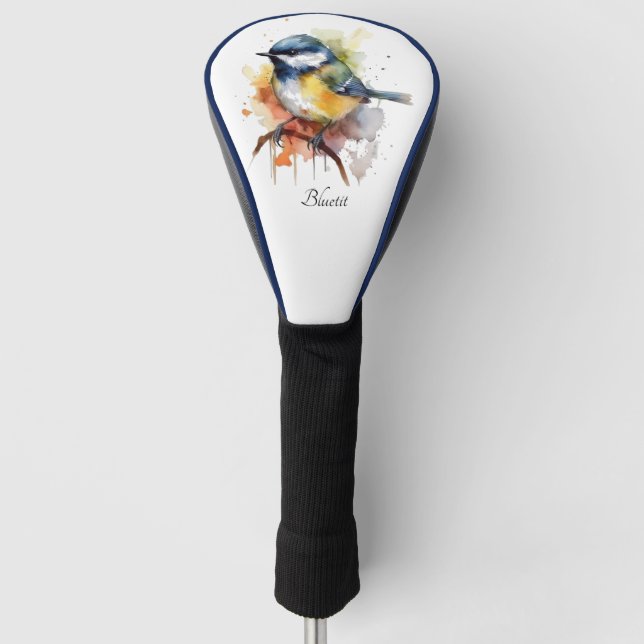 Cute Bluetit on a Branch, custom Golf Head Cover (Front)
