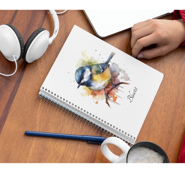  Cute Bluetit on a Branch, custom Notebook (Creator Uploaded)