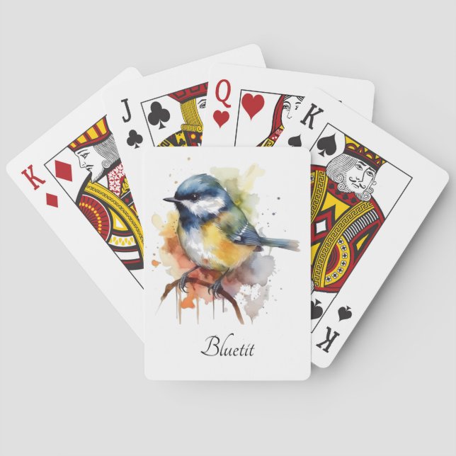  Cute Bluetit on a Branch, custom Playing Cards (Back)