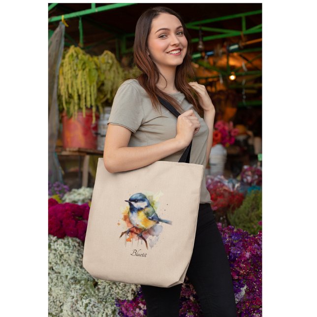Cute Bluetit on a Branch, custom Tote Bag (Creator Uploaded)