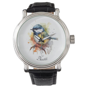 Cute Bluetit on a Branch, custom  Watch