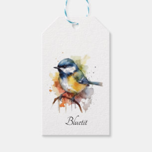 Cute bluetit sitting on a branch  gift tags