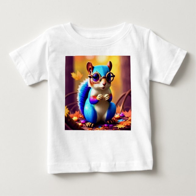  Cute Blur Squirrel with Glasses Baby T-Shirt (Front)