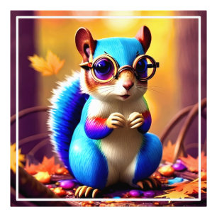 Cute Blur Squirrel with Glasses Photo Print