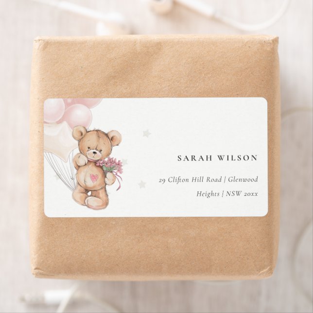 Cute Blush Bear Balloon Floral Bunch Heart (Insitu)