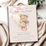 Cute Blush Bear Bearly Wait Balloon Baby Shower Postcard<br><div class="desc">For any further customisation or any other matching items,  please feel free to contact me at yellowfebstudio@gmail.com</div>