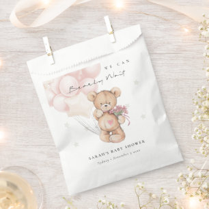 Cute Blush Bearly Wait Bear Balloon Baby Shower Favour Bag