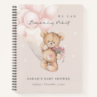 Cute Blush Bearly Wait Bear Balloon Baby Shower