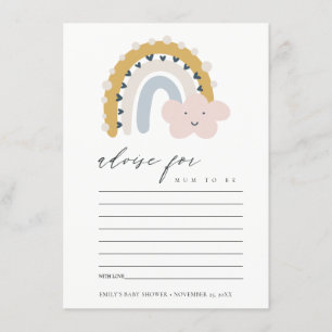 CUTE BLUSH BLUE CLOUD RAINBOW ADVICE BABY SHOWER ENCLOSURE CARD