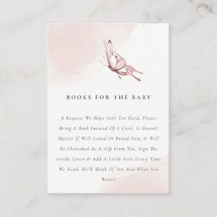 Cute Blush Butterfly Books For Baby Shower Enclosure Card
