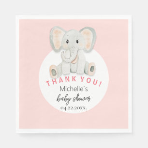 Cute Blush Elephant Watercolor Illustration Napkin