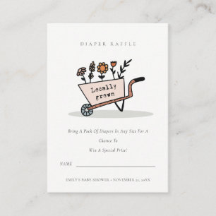 Cute Blush Floral Cart Diaper Raffle Baby Shower Enclosure Card