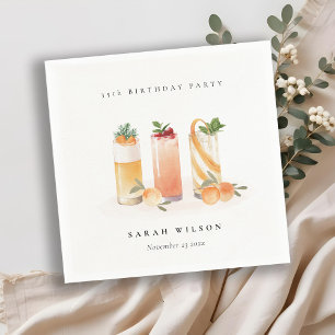 Cute Blush Fruit Cocktail Orange Any Age Birthday Napkin