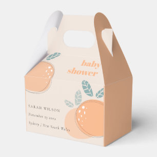 Cute Blush Peach Orange Fruity Bold Baby Shower Favour Box