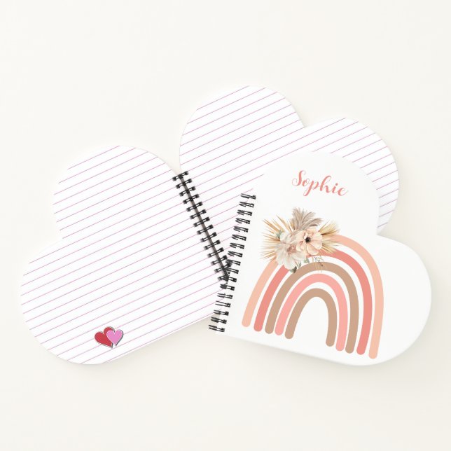 Cute Blush Pink Boho Rainbow Notebook (Inside)