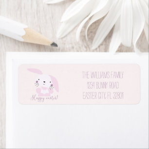 Cute Blush Pink Bunny - Personalised Easter Label Return Address Label