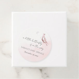 Cute Blush Pink Butterfly Baby Shower Sprinkle Favour Tags