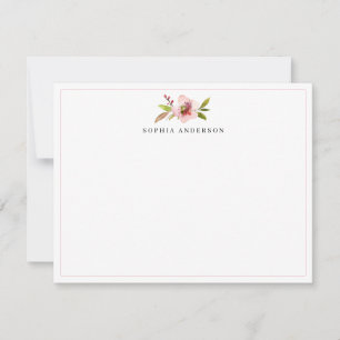 Cute Blush Pink Cherry Blossoms Floral Watercolor Card