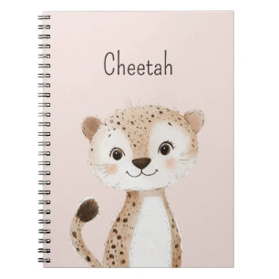 Cute Blush Pink Cream Cheetah Safari Animal Notebook