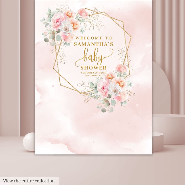 Cute blush pink floral baby shower backdrop tapestry (Cute blush pink floral baby shower backdrop)
