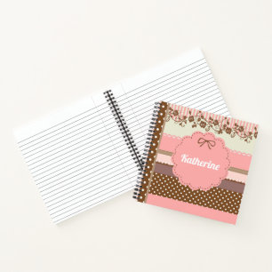 Cute blush pink floral name notebook