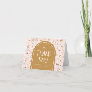 Cute Blush Pink Gold Confetti Photo Graduation Thank You Card