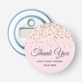Cute Blush Pink Gold Glitter Thank You Baby Shower Bottle Opener