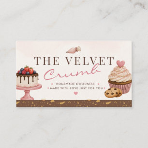 Cute Blush Pink Home Bakery QR Code Business Card