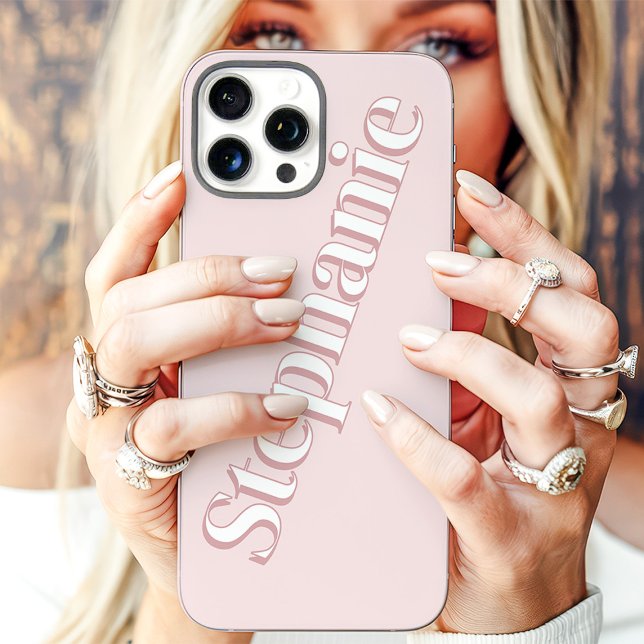 Cute Blush Pink Minimalist Custom Name Case-Mate iPhone Case (Creator Uploaded)