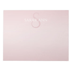Cute Blush Pink Ombre Monogram & Name Notepad
