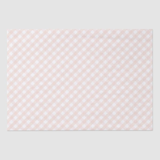 Cute Blush Pink & Pastel Orange Baby Gingham Tissue Paper (Front)
