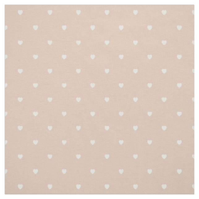 Cute Blush Pink Polka Dot Hearts Fabric (Swatch)