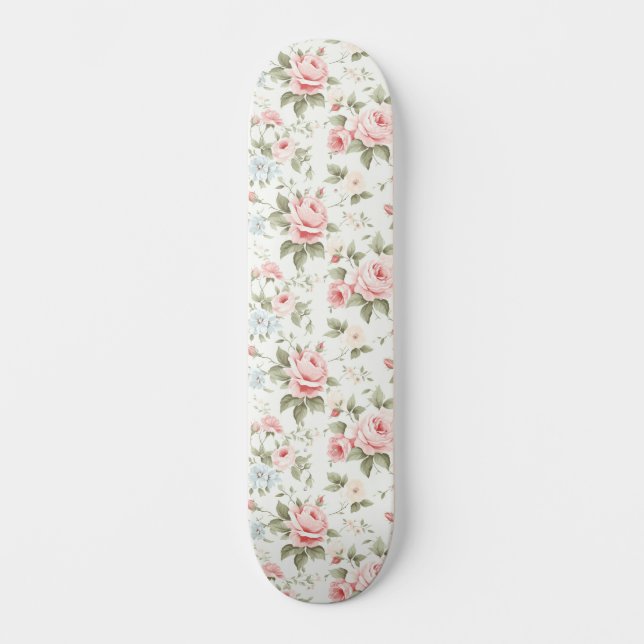 Cute Blush Pink Roses All-over-pattern  Skateboard (Front)