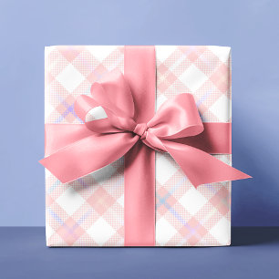 Cute Blush Pink Tartan Plaid Personalised Wrapping Paper