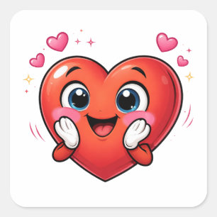 Cute Blushing Heart Cartoon Character Sticker