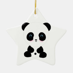 Cute Blushing Panda Bear Ceramic Tree Decoration