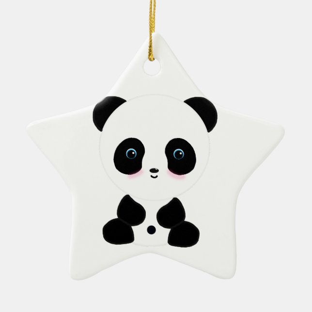 Cute Blushing Panda Bear Ceramic Tree Decoration (Front)