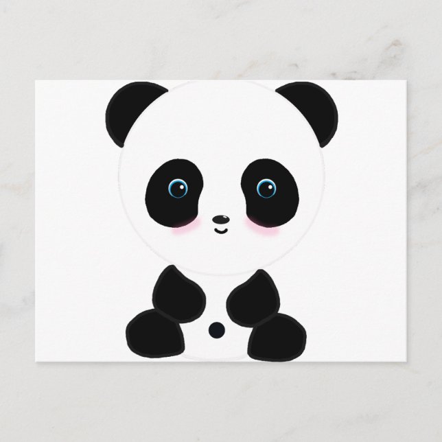 Cute Blushing Panda Bear Postcard (Front)