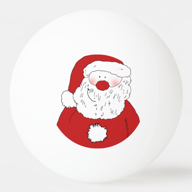 Cute Blushing Santa Ping Pong Ball (Front)
