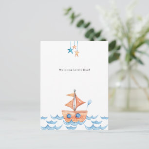Cute Boat And Ocean Welcome New Baby Card