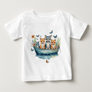  Cute boat with animals Baby T-Shirt