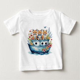  Cute boat with animals Baby T-Shirt